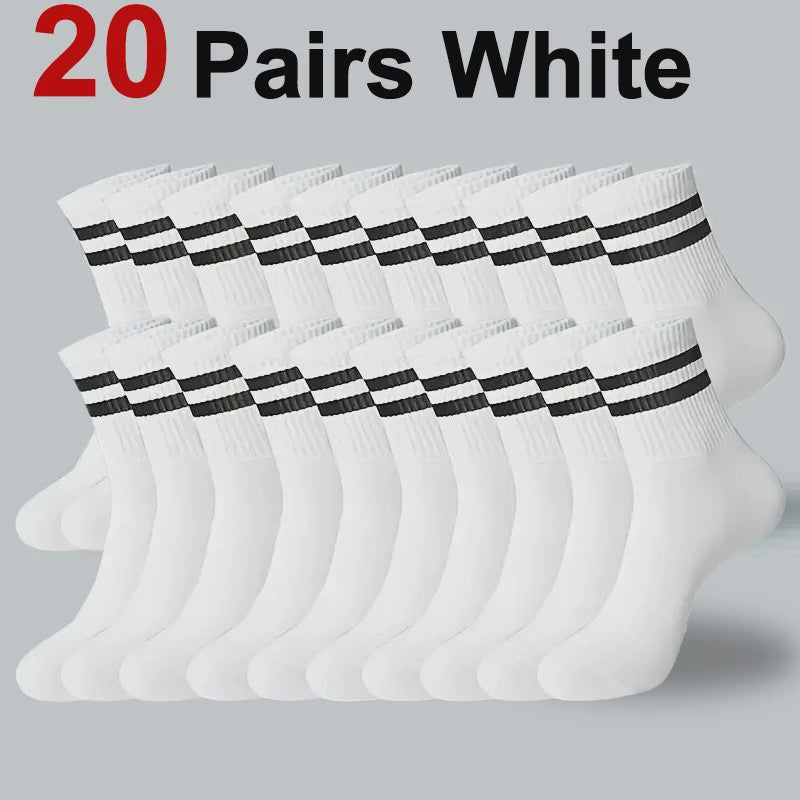 10/20 Paar Gestreept Casual Sokken Heren Dames - Ademend, Geurbestendig & Zweetabsorberend