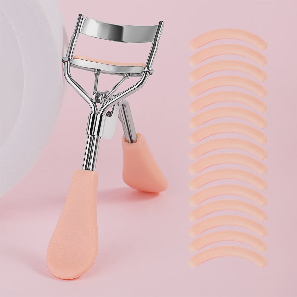 Draagbare Wimpertang met 15 Siliconen Pads - Roestvrij Staal Krultang voor Wimperextensions