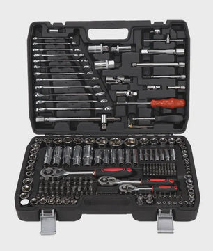 216-delige Professionele Doppenset: SAE & Metrisch, 1/4", 3/8", 1/2" Aandrijving met 72-Tands Ratel voor Auto & Huis