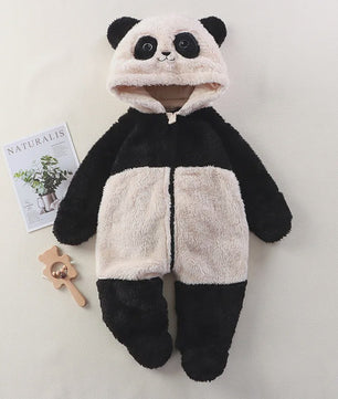 Zachte Baby Romper Jumpsuit met Dierenprint - Warm & Knus voor Herfst/Winter