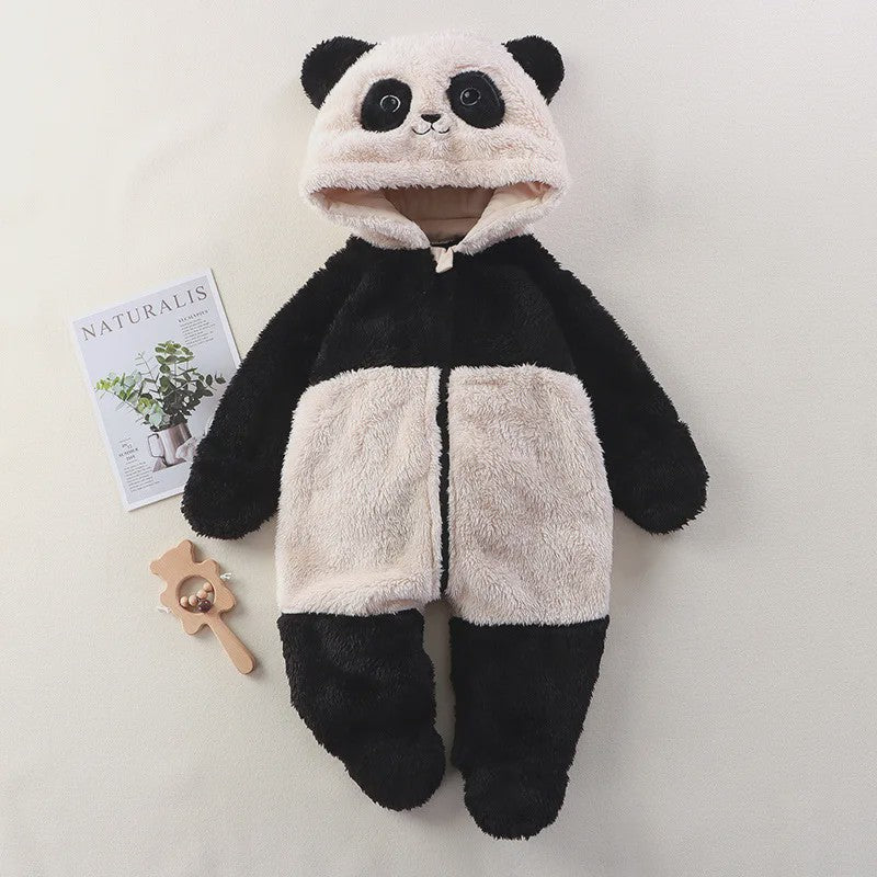 Zachte Baby Romper Jumpsuit met Dierenprint - Warm & Knus voor Herfst/Winter