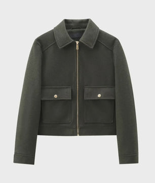 Dames Elegante Korte Jas met Rits en Zakken - Stijlvolle Winter Outerwear