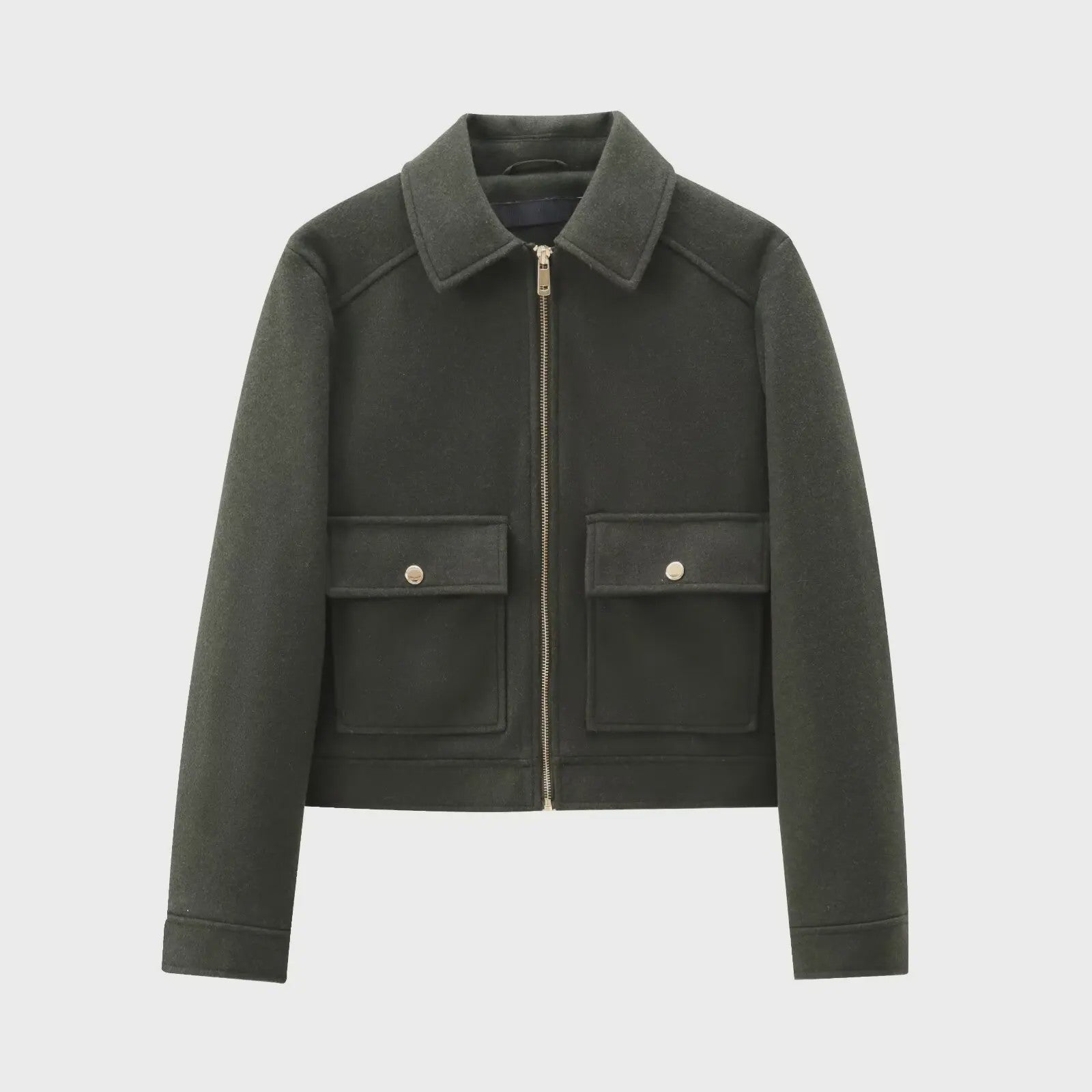 Dames Elegante Korte Jas met Rits en Zakken - Stijlvolle Winter Outerwear