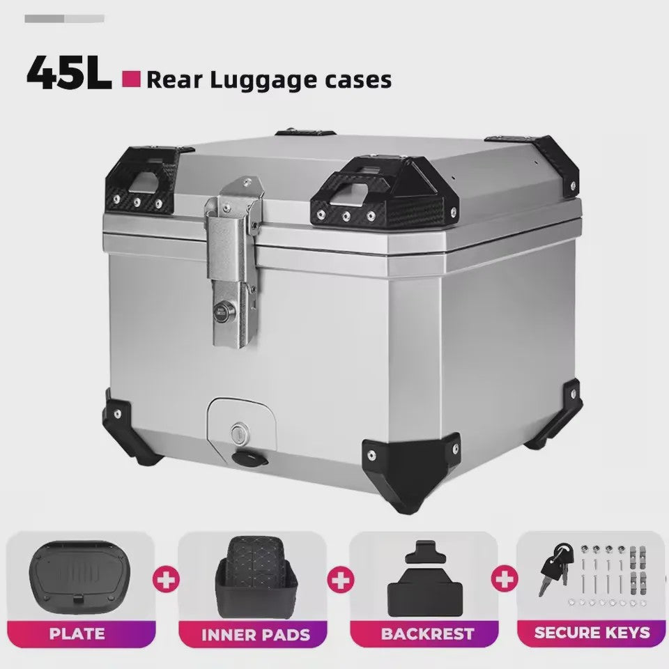 45L Universele Motor Topkoffer - Waterdicht & Schokabsorberend Bagagekoffer met 2 Sleutels
