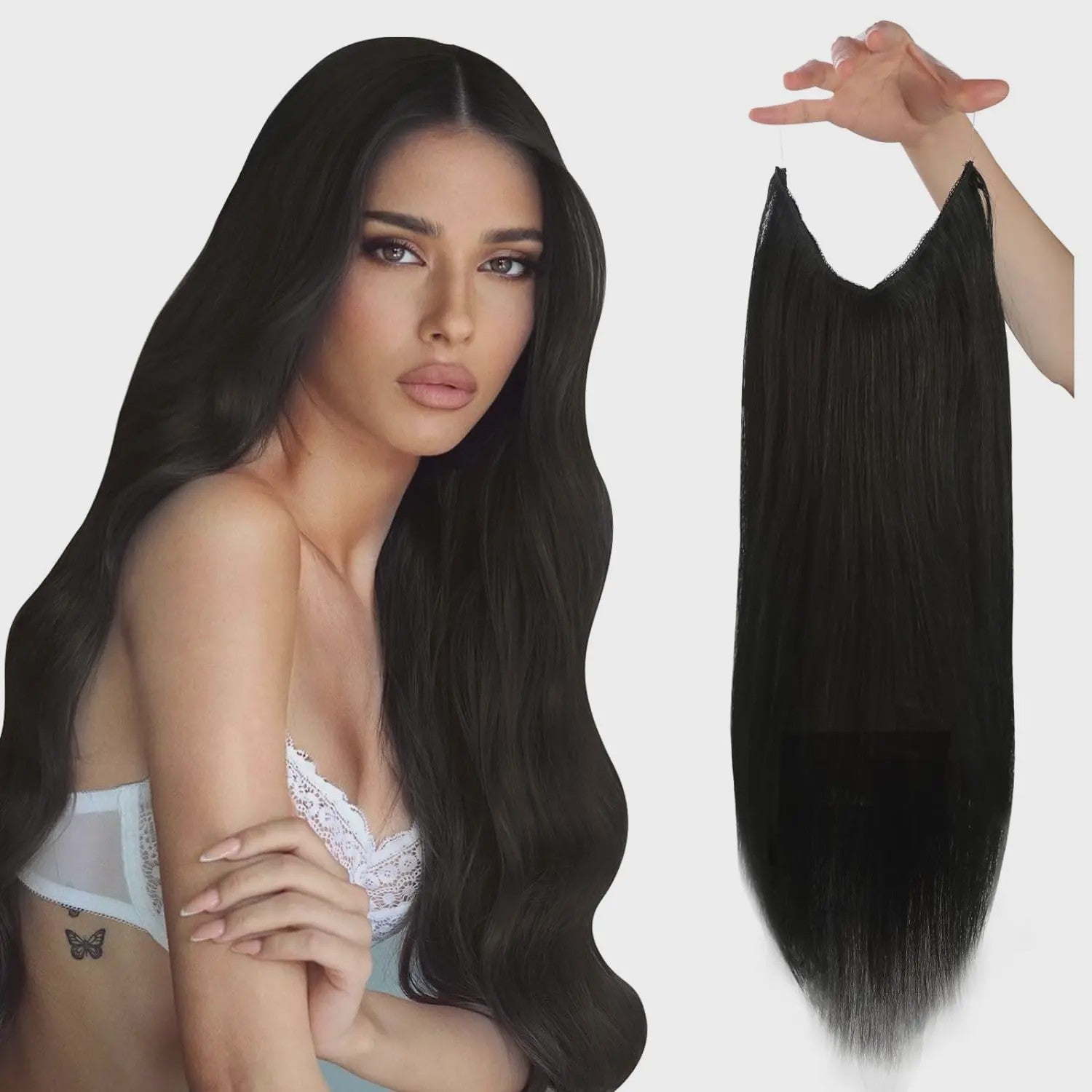 VeSunny Invisble Wire Hair Extensions - Remy Menselijk Haar, Balayage Kleuren, 1 Stuk