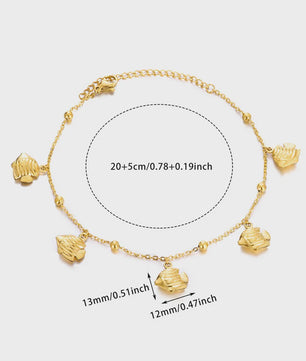 Gouden Anklet met Kralen en Bedels - Roestvrij Staal - Zomerse Strandjuwelen
