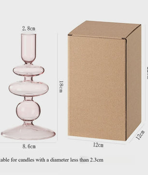 Nordic Glazen Kandelaar met Bubbel Design - Transparant Gekleurd