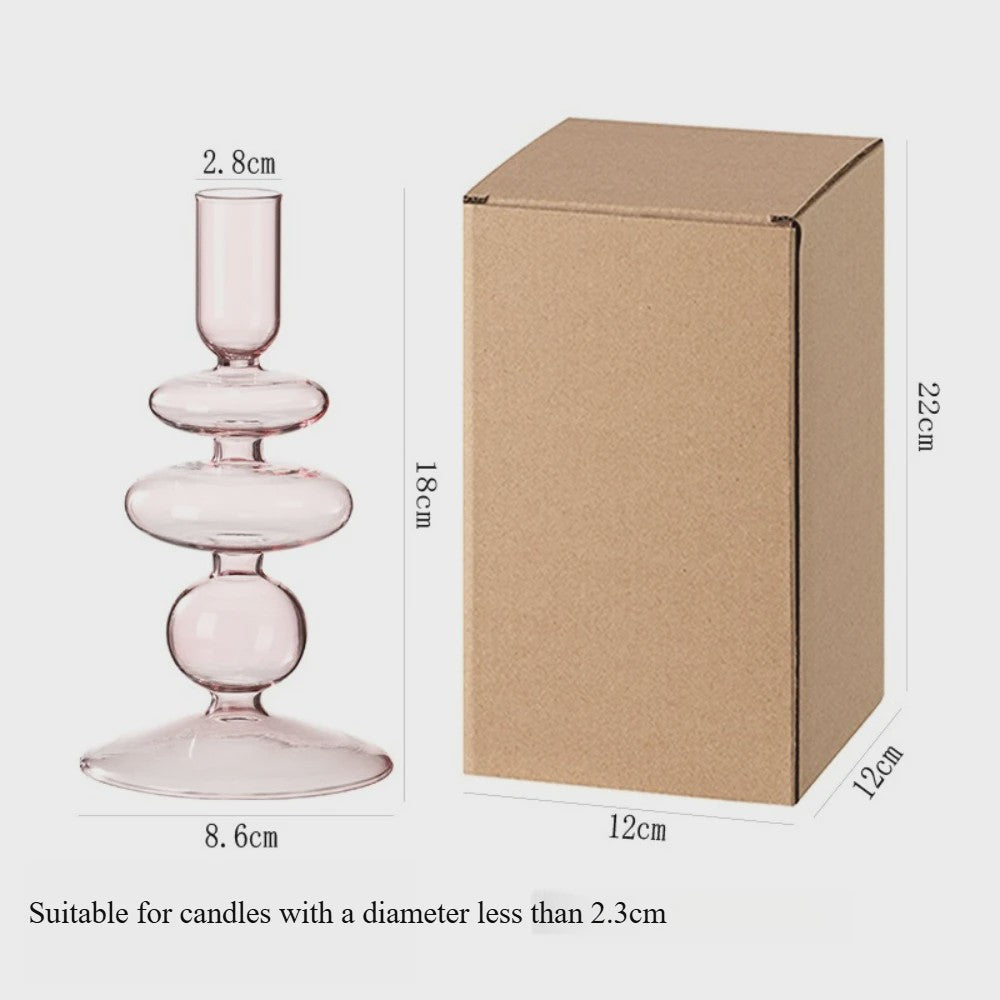 Nordic Glazen Kandelaar met Bubbel Design - Transparant Gekleurd