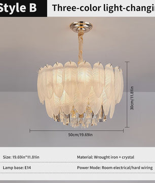 Luxe Pluimen & Kristal Plafondlamp - Sfeervolle Hanglamp voor Woonkamer & Slaapkamer