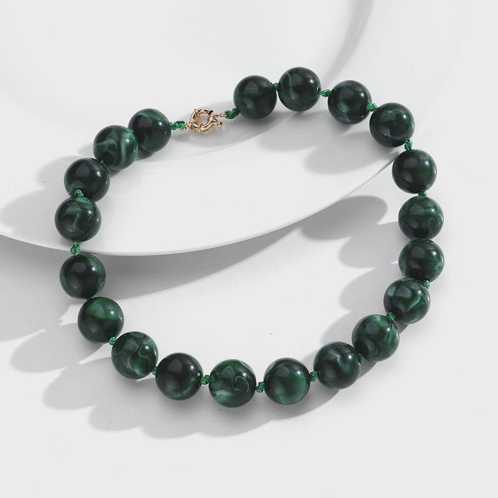 Trendy Multicolor Statement Ketting met Grote Ronde Kralen - Handgemaakt