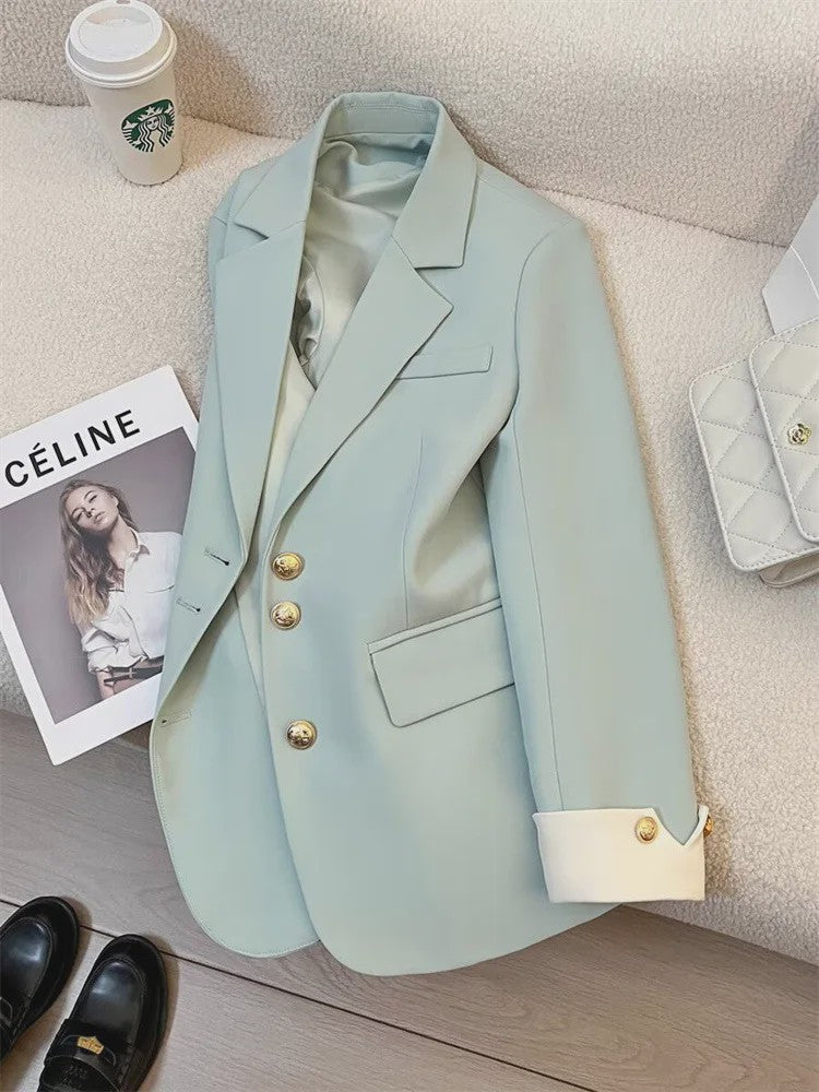 Stijlvol Dames Blazer Vest met Opstaande Kraag - Elegante Kantoor Outwear Lente/Herfst