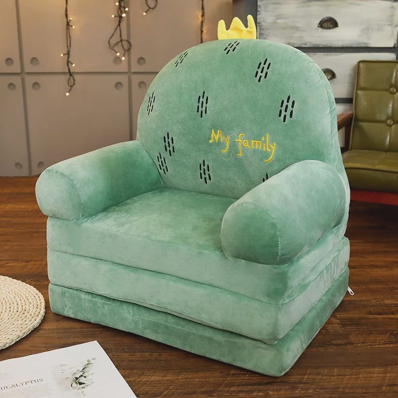 Opvouwbare Kinderfauteuil 2-in-1 | Pluche Cartoon Stoel voor Kinderkamer