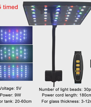 USB Aquarium LED Plantengroeilamp - Volledig Spectrum, Dimbare Verlichting met Timer & 360° Rotatie