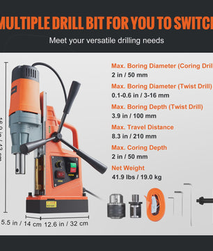 Krachtige 1550W Magnetische Boormachine - Draagbaar, Variabele Snelheid (0-500 RPM) voor Metaalbewerking