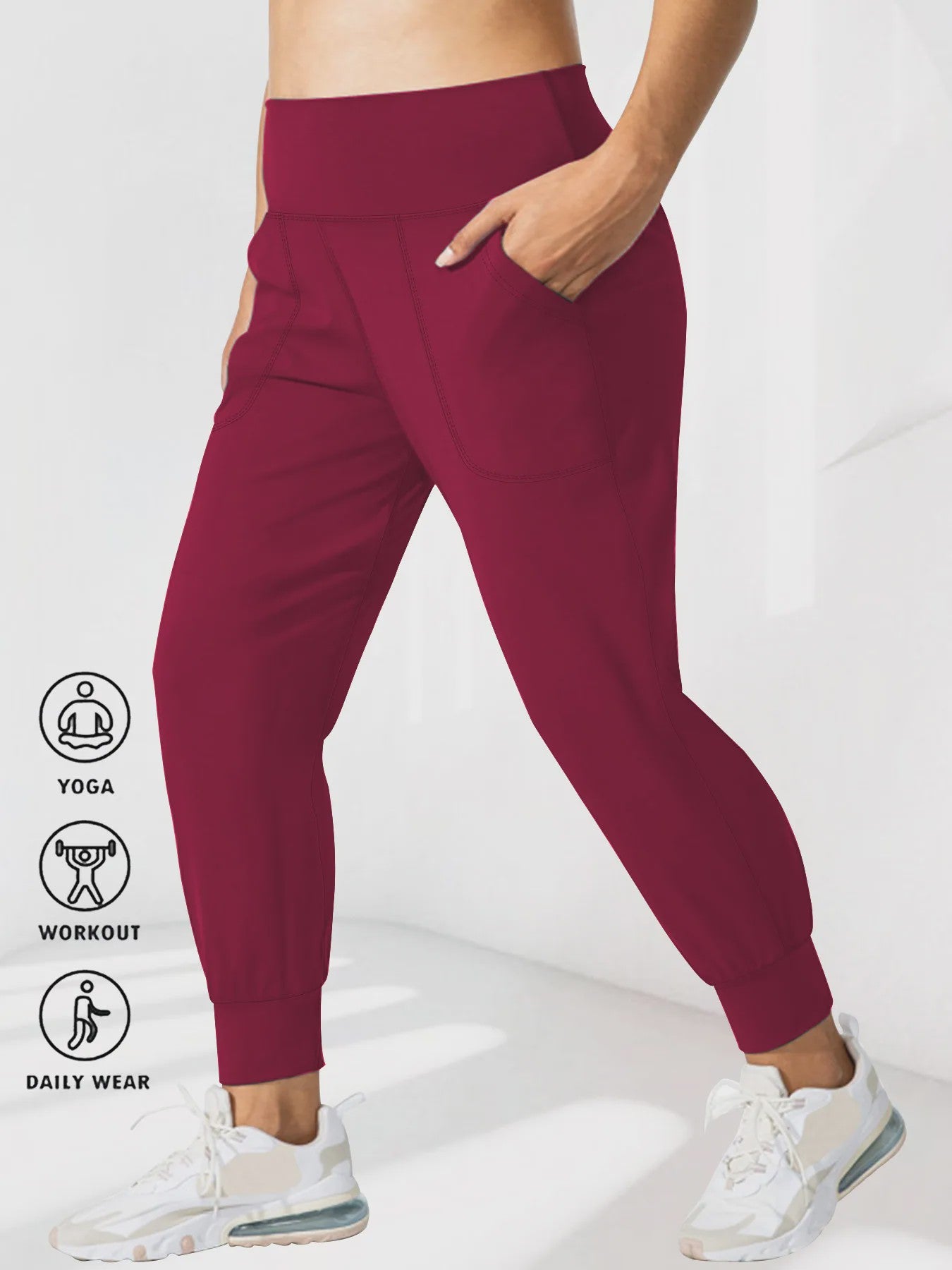 Dames Joggingbroek Plus Size - Comfortabele Loungebroek met Zijzakken en Buikcontrole