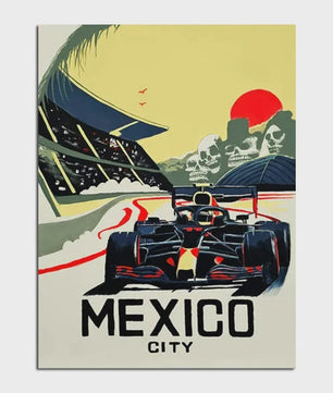 Retro F1 Formule 1 Raceauto Posters - Neon City Canvas Muurkunst