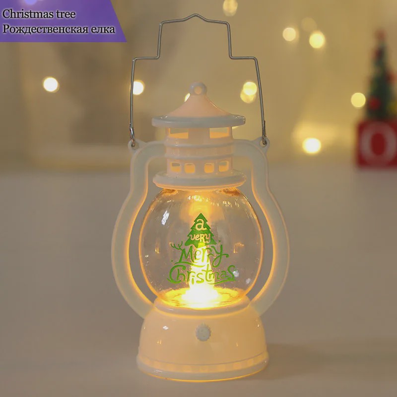 Draagbare LED Kerst Lantaarn met Kerstman & Sneeuwpop - Sfeervolle Binnen Decoratie op Batterijen