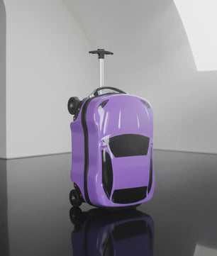 Vrolijke Kinder Koffer op Wielen - Cartoon Auto Design - Lichtgewicht Trolley voor Kinderen (2-10 jaar)