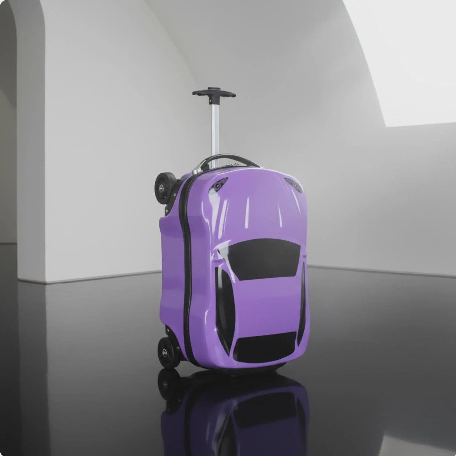 Vrolijke Kinder Koffer op Wielen - Cartoon Auto Design - Lichtgewicht Trolley voor Kinderen (2-10 jaar)