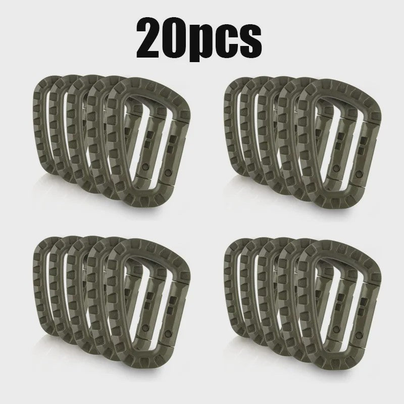 Tactische D-vormige Plastic Karabijnhaak - Set van 5, 10, 15 of 20 stuks - Outdoor & Camping Gear