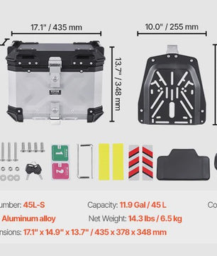 Universele Motor Topcase: Robuuste Aluminium Motorfiets Bagagebox met Waterdichte Voering