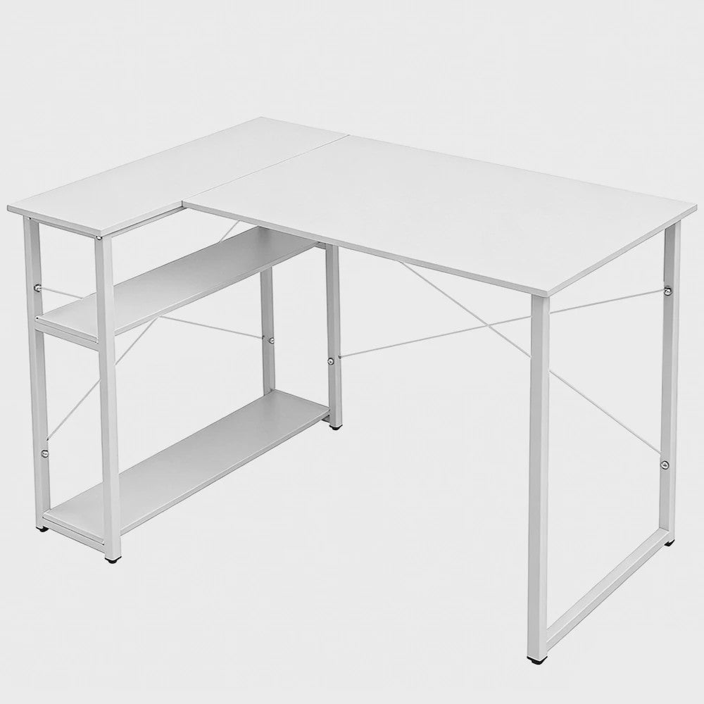 L-vormig Bureau met Opbergrek - Ideaal voor Gaming, PC, Studie & Werk in Slaapkamer (120/100cm)