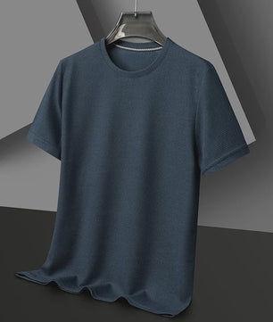Heren Zomer T-shirt met Wafelstructuur en Korte Mouwen - Ronde Hals