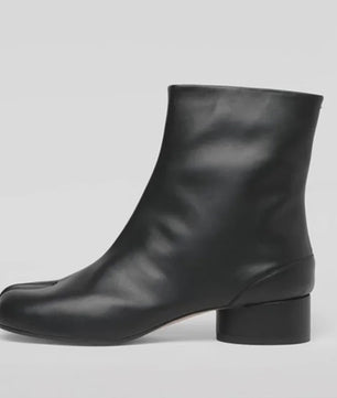 Luxe Dames Enkellaarsjes met Split Toe - Echt Leer, Lage Hak - Herfst/Winter Collectie