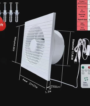 Ventilator Afzuigventilator 4, 6, 8 Inch - Badkamer, Keuken, Toilet - Wit