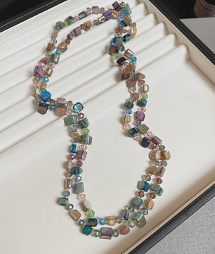 Luxe Dubbellaagse Schelp & Kristal Ketting - Bohemian Seaside Stijl