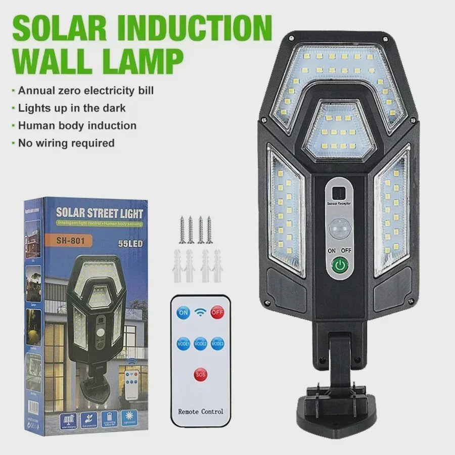 Krachtige LED Solar Buitenlamp met Bewegingssensor - Tuin, Terras, Garage