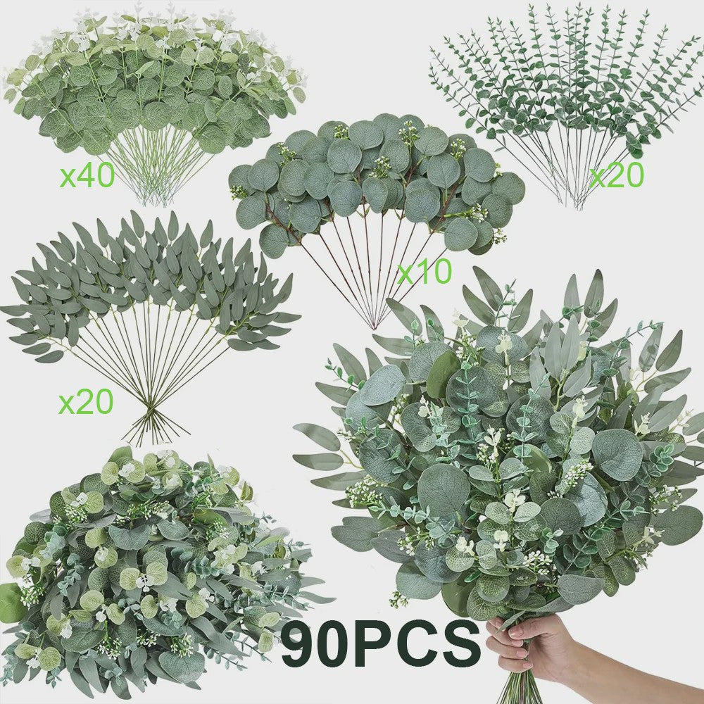 Kunstmatige Eucalyptus Takken & Bladeren Mix (50/90 Stuks) - Bloemstukken & Decoratie