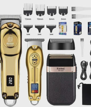 Kemei Professionele Oplaadbare Baard- en Haartrimmer KM-2628 - Goudkleurig