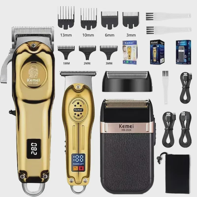 Kemei Professionele Oplaadbare Baard- en Haartrimmer KM-2628 - Goudkleurig