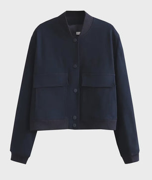 Dames Bomberjack met V-hals, Lange Mouwen en Zakken - Stijlvolle Casual Outfits