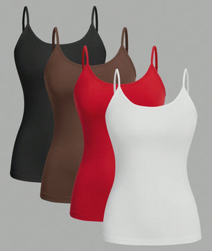 Set van 4 Dames Camisoles - Basic Tanktops Zomer Mouwloos