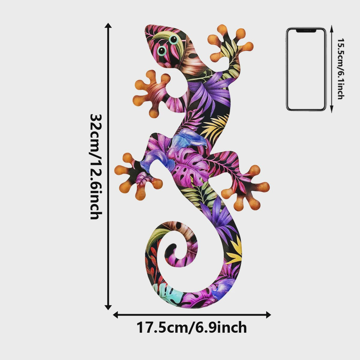 Kleurrijke Metalen Gekko Muurdecoratie - Tropische Hagedis Hangornament voor Buiten & Binnen