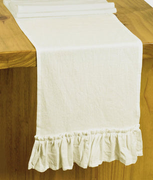 Romantische Katoenen Tafel Runner met Ruches - Perfect voor Feesten, Bruiloften & Decoratie