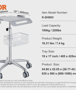 3-Laags Metalen Laboratorium Trolley - Mobiele Werkwagen met 100kg Draagvermogen