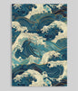 Abstracte Blauwe Golven Canvas Poster - Japandi Zen Stijl Wanddecoratie