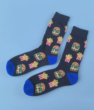 Grappige Sokken met Frietjes & Ketchup Print - Unisex Mid-Calf Sokken