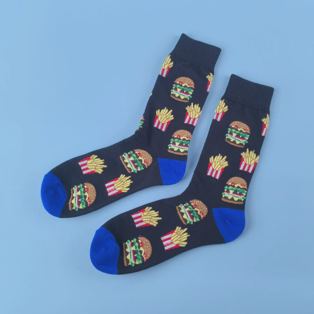 Grappige Sokken met Frietjes & Ketchup Print - Unisex Mid-Calf Sokken