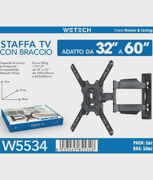 Kantelbare en Draaibare TV Muurbeugel 17-60 inch met Volledige Bewegingsvrijheid