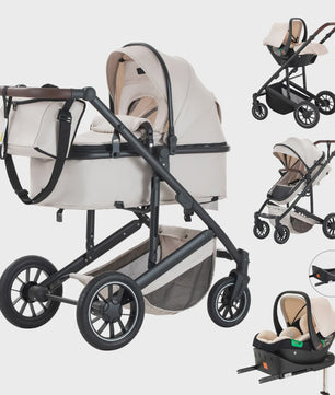 Luxe 3-in-1 Baby Kinderwagen: Hoge Landingsbaan Aluminium Frame, Inklapbaar, Reiswieg & Autostoel