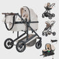 Luxe 3-in-1 Baby Kinderwagen: Hoge Landingsbaan Aluminium Frame, Inklapbaar, Reiswieg & Autostoel
