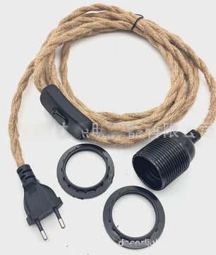 Industriële Hanglamp met Hennep Touw Kabel - E27 Fitting & Schakelaar