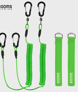 Booms Fishing T02RB1 Hengel Lanyard - 2M Elastisch, Heavy Duty voor Vissen & Kajak (4 stuks)