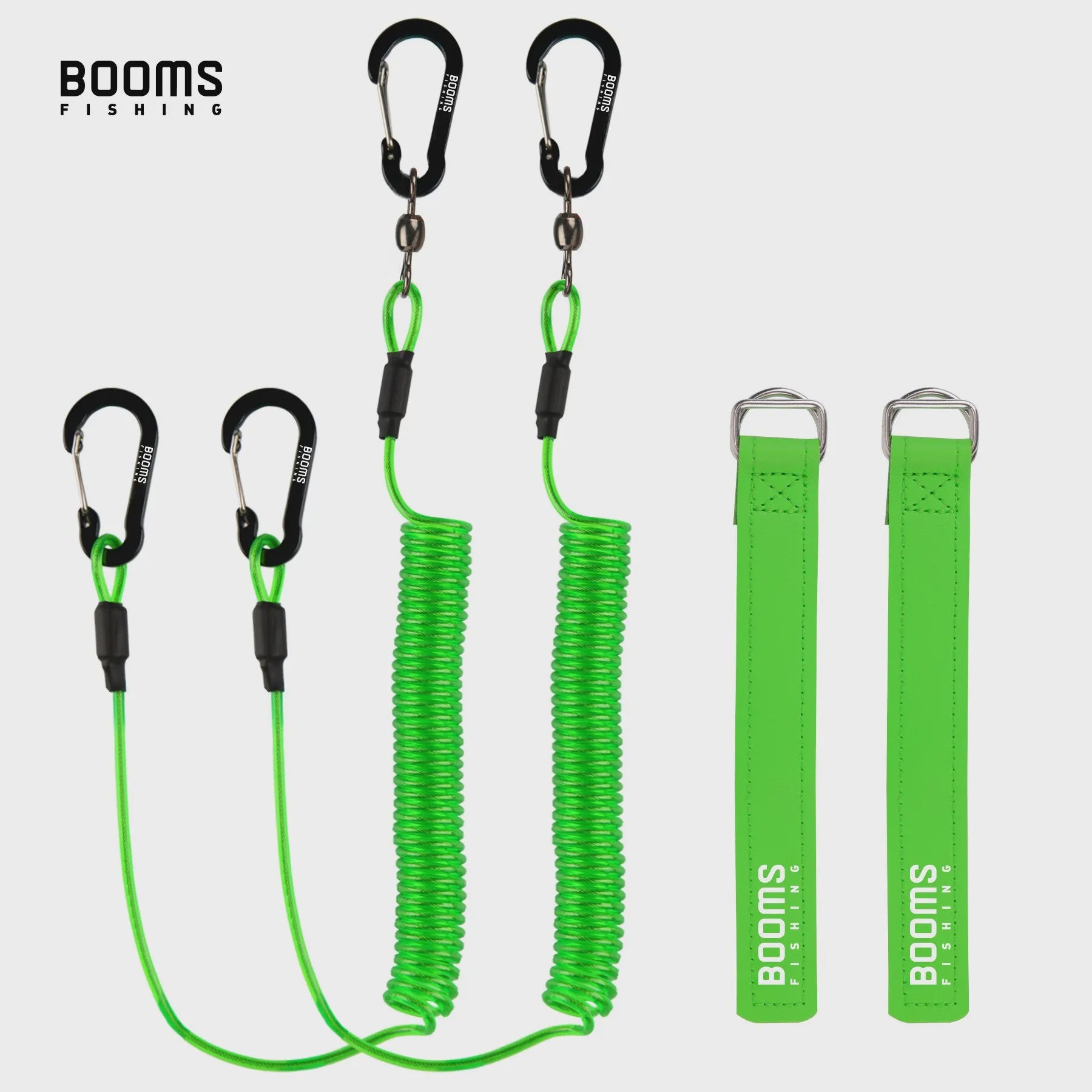 Booms Fishing T02RB1 Hengel Lanyard - 2M Elastisch, Heavy Duty voor Vissen & Kajak (4 stuks)