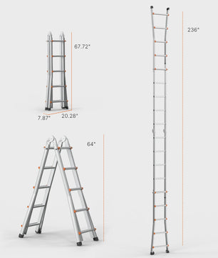 SucceBuy Telescopische Ladder A-Frame Compact Aluminium Multifunctioneel Draagbaar