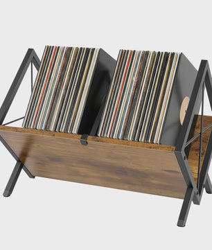 Stijlvolle Retro Vinylplatenhouder & LP Opbergrek - Minimalistisch Bureau Display